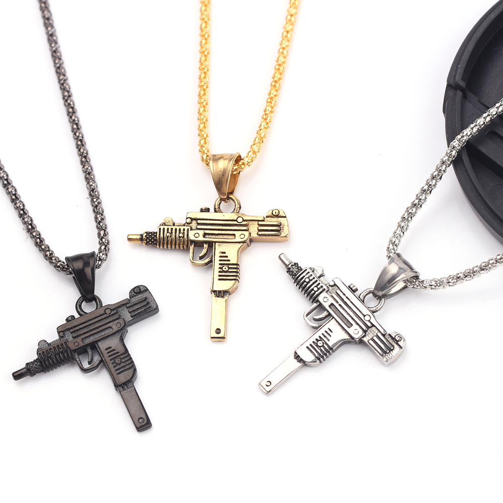 Men Accessories Jewelry - Kalung Liontin Senapan Mesin Uzi Punk