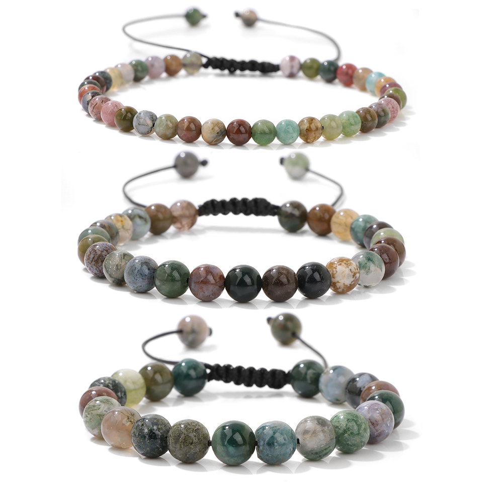 Men Accessories India - Gelang manik-manik Agates India yang dapat