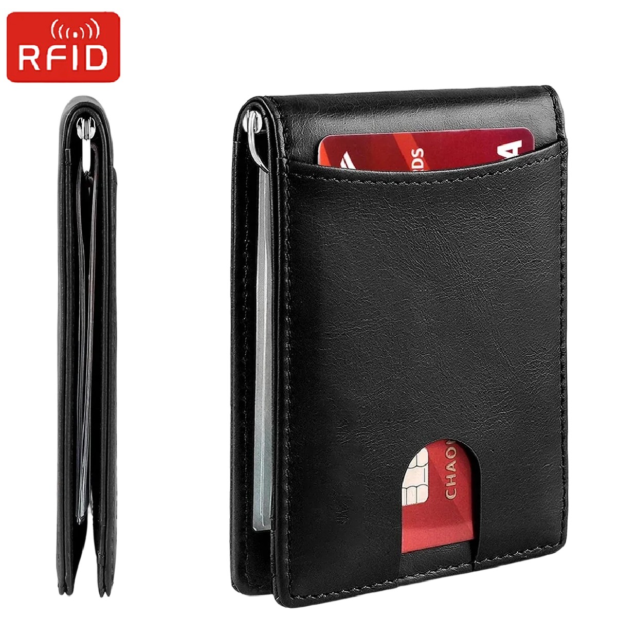 Money Clip Slim - Dompet Kartu Bisnis RFID Pria, Dompet