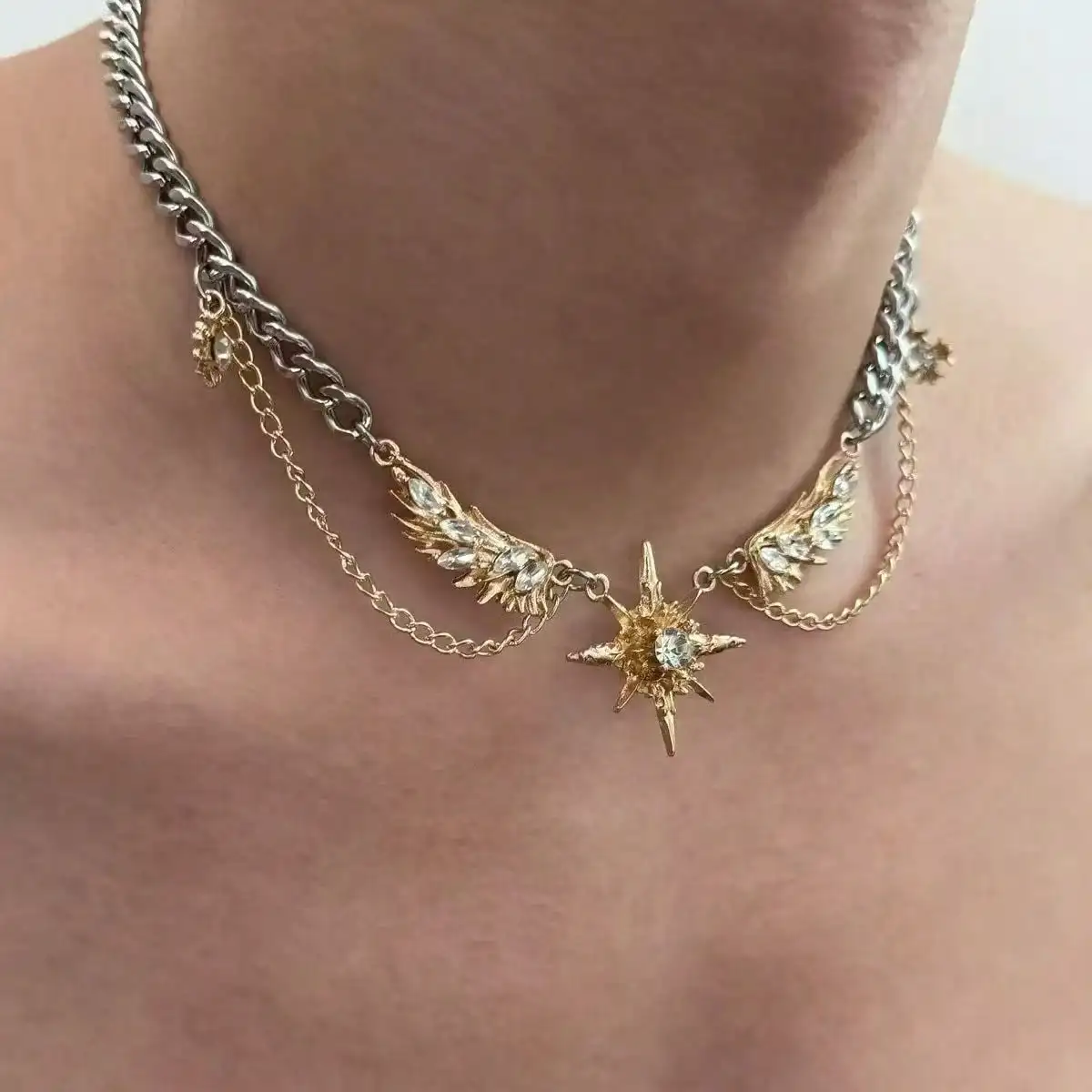 Men Accessories Neck Chain - Kalung Choker Gothic Punk Warna Emas