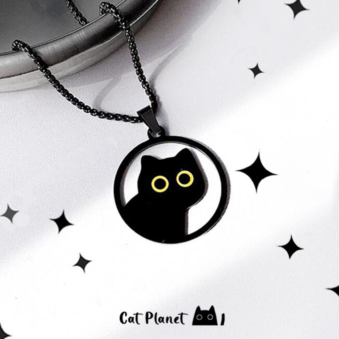 Men Accessories Neck Chain - 2024 baja Titanium hitam kalung kucing