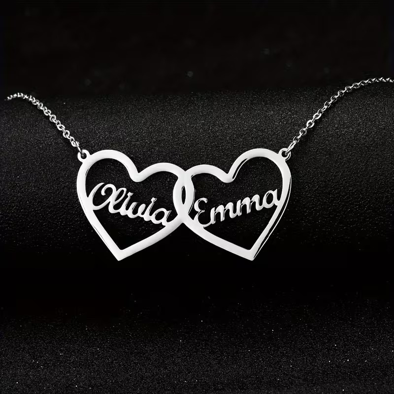 Kalung Nama Ganda Hati Kustom  - Men Accessories Neck Chain ulasan dan harga