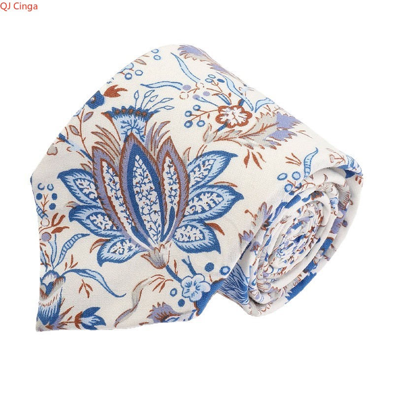 Dasi Pola Bunga Biru & Beige y - Men'S Accessories Essentials ulasan dan harga