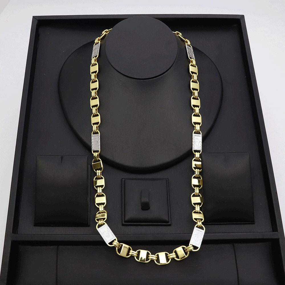 Kalung Rantai Tebal Dua Warna  - Men'S Accessories Dubai ulasan dan harga
